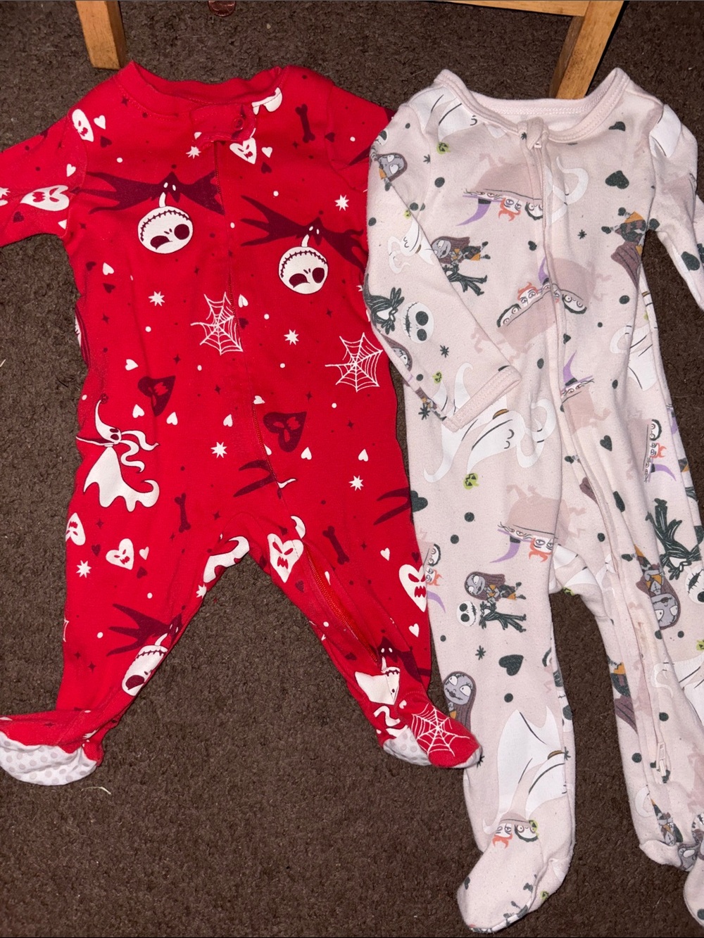 Disney Nightmare Before Christmas 2pk Footie Pajamas. Great condition both 3-6